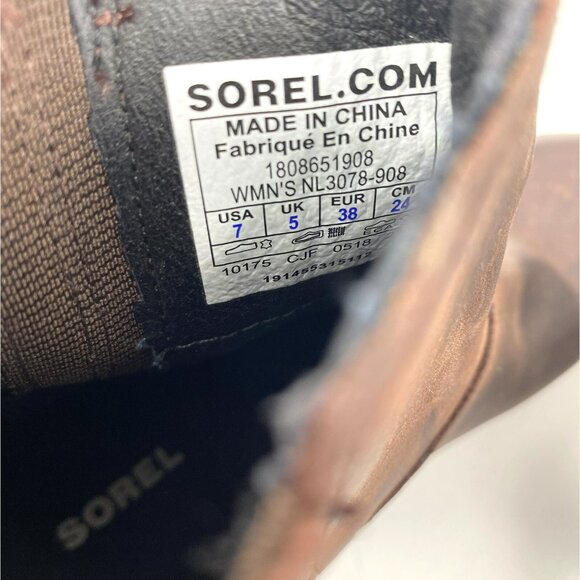 Sorel Boots Womens Size 7 Lolla Chelsea Ankle Booties Brown Leather Pull On - Picture 7 of 7